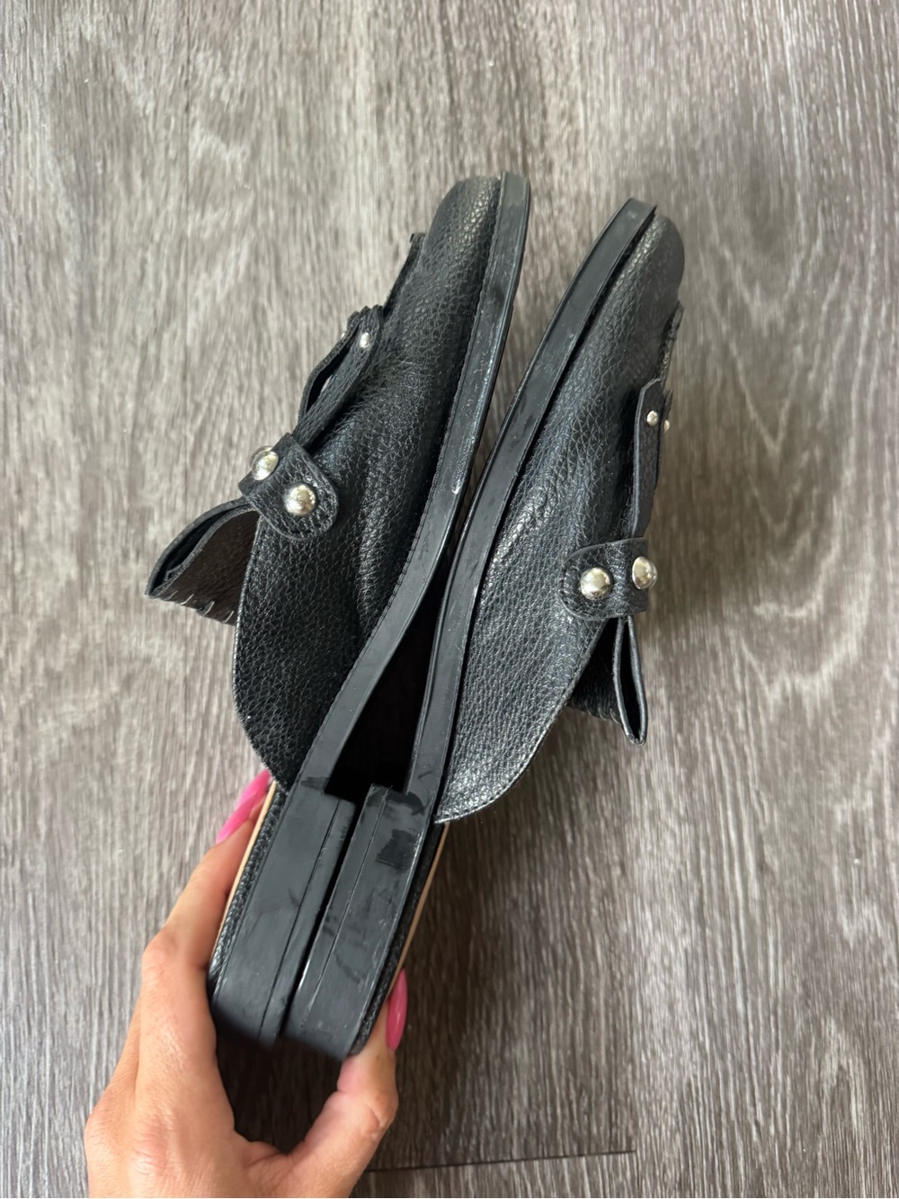 Target Black Tassel Mule | Silver Stud Fringe Size 8 - Picture 12 of 12